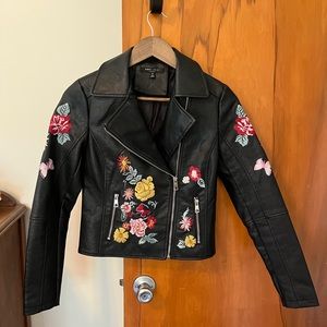 Floral Embroidered Romeo + Juliet Moto Jacket